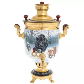 Самовар комбинированный "Охота" расписной