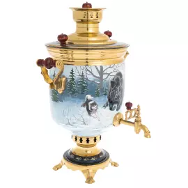 Самовар комбинированный "Охота" расписной