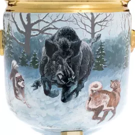 Самовар комбинированный "Охота" расписной