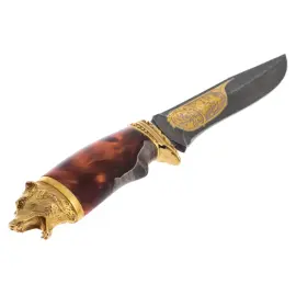 Нож сувенирный "Охота на уток" на подставке, Златоуст