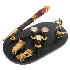 Набор охотничий на подставке "Охота на кабана" на 3 персоны, Златоуст