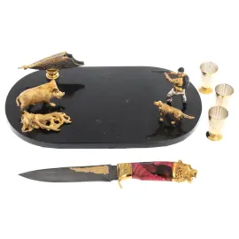 Набор охотничий на подставке "Охота на кабана" на 3 персоны, Златоуст