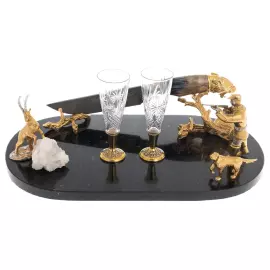 Набор охотничий на подставке "Охота на архара" на 2 персоны, Златоуст
