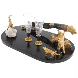 Набор охотничий на подставке "Охота на архара" на 2 персоны, Златоуст