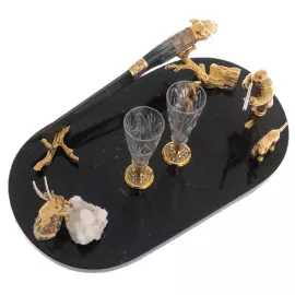 Набор охотничий на подставке "Охота на архара" на 2 персоны, Златоуст