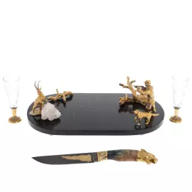 Набор охотничий на подставке "Охота на архара" на 2 персоны, Златоуст