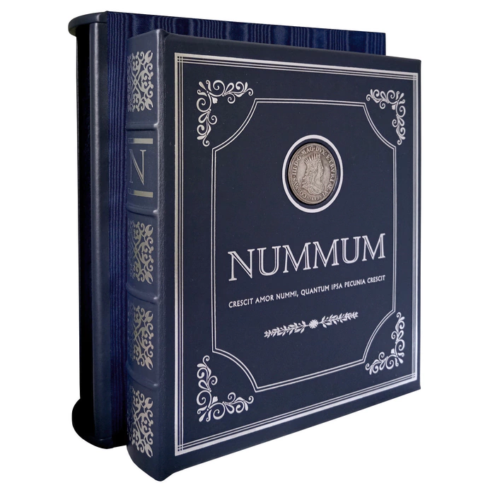 Leather-bound coin album "NUMMUM" blue