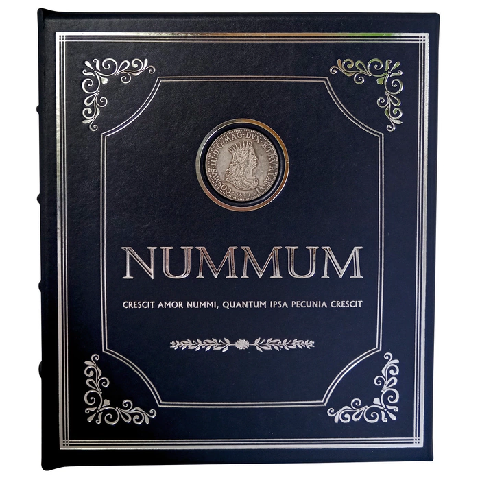 Leather-bound coin album "NUMMUM" blue