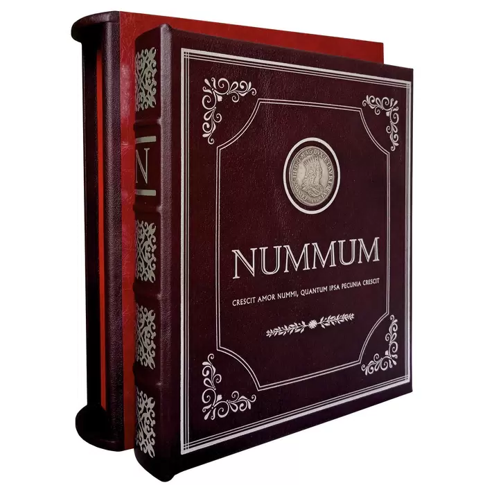 Альбом для монет в кожаном переплете "NUMMUM" красный