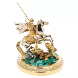 Статуэтка "Георгий Победоносец" с малахитом
