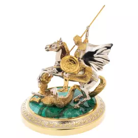 Статуэтка "Георгий Победоносец" с малахитом