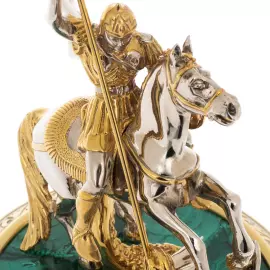 Статуэтка "Георгий Победоносец" с малахитом