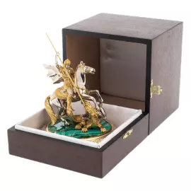 Статуэтка "Георгий Победоносец" с малахитом