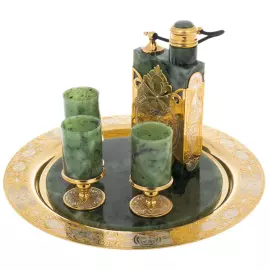 Набор водочный из нефрита "Императорский" на 3 персоны, Златоуст