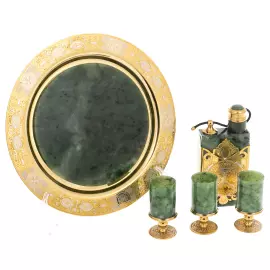 Набор водочный из нефрита "Императорский" на 3 персоны, Златоуст