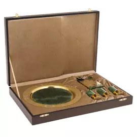 Набор водочный из нефрита "Императорский" на 3 персоны, Златоуст