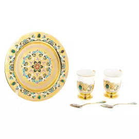 Coffee set for 2 persons "Duet" with malachite, Zlatoust