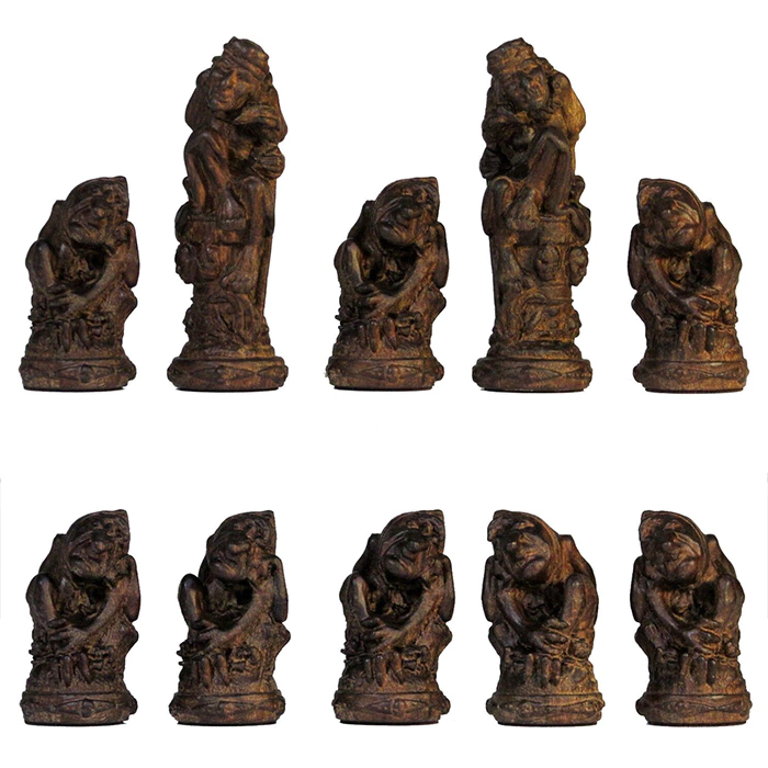 Checkers made of black walnut "Evil spirits" on an oak board