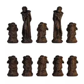 Шашки из черного ореха "Нечисть" на дубовой доске