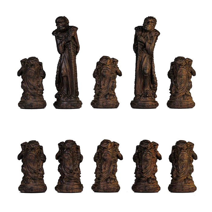 Checkers made of black walnut "Evil spirits" on an oak board