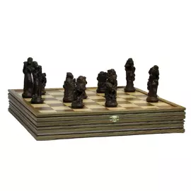 Шашки из черного ореха "Нечисть" на дубовой доске