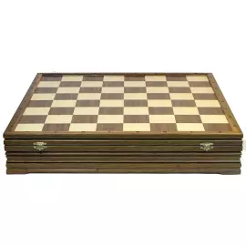 Wooden carved chess set "Fairy Tale" on an oak board