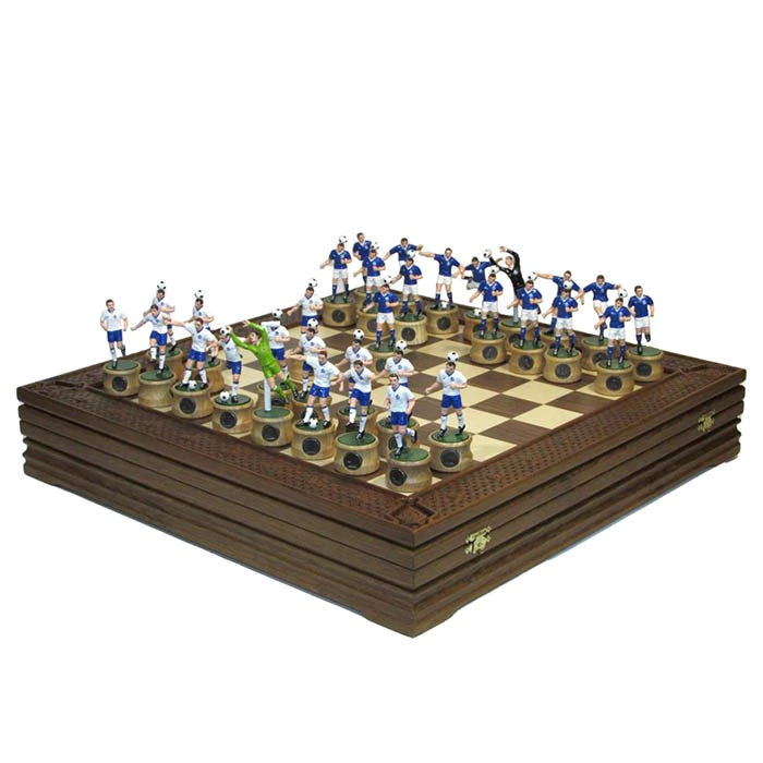 Collectible chess set "Football - Dynamo" on an oak board