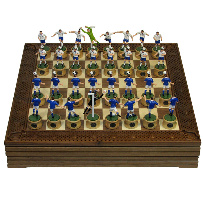 Collectible chess set "Football - Dynamo" on an oak board