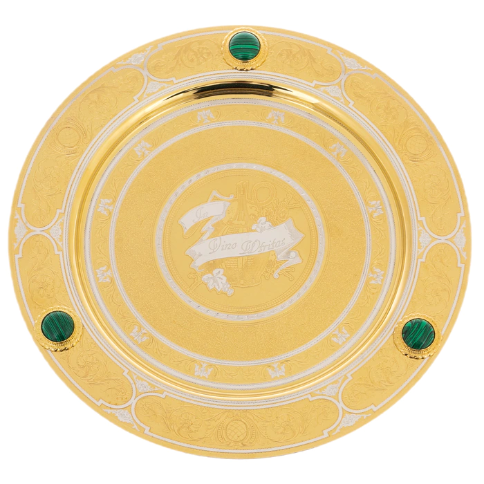 Decorated teardrop "In Vino Veritas" with malachite, Zlatoust