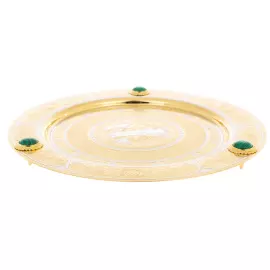 Тарель украшенная "In Vino Veritas" с малахитом, Златоуст