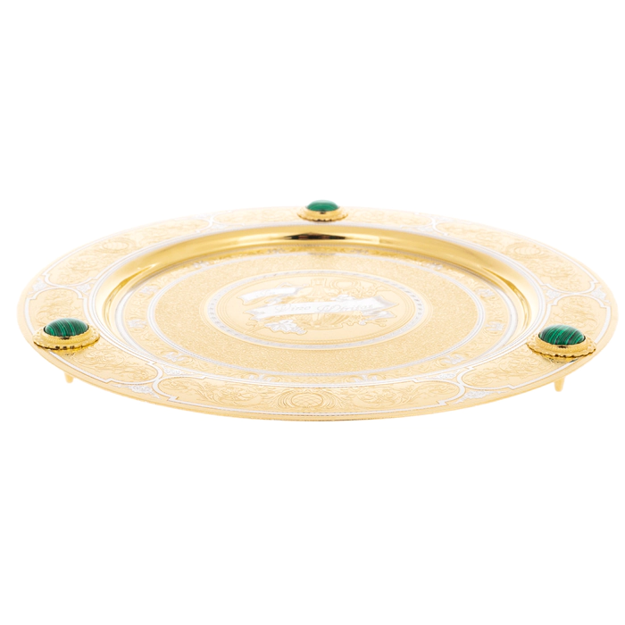 Decorated teardrop "In Vino Veritas" with malachite, Zlatoust