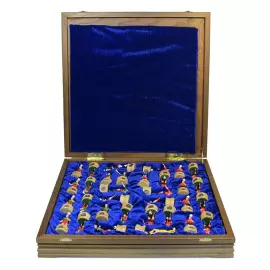 Collectible chess set "Football Locomotive" on an oak board