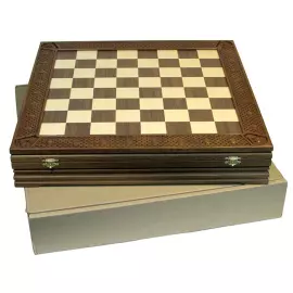 Collectible chess set "Football Locomotive" on an oak board