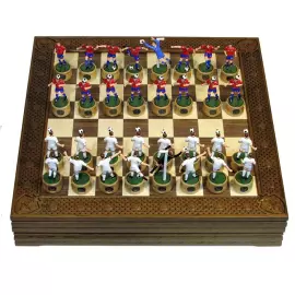 Collectible chess "Football - CSKA" on an oak board