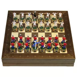 Collectible chess "Football - CSKA" on an oak board
