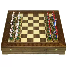 Collectible chess "Football - CSKA" on an oak board