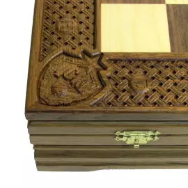 Collectible chess "Football - CSKA" on an oak board