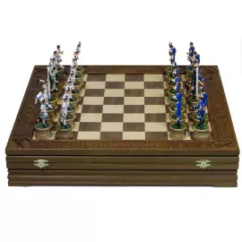 Collectible chess set "Football - Zenit" on an oak board