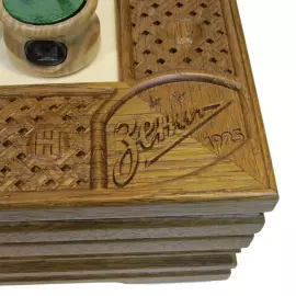 Collectible chess set "Football - Zenit" on an oak board