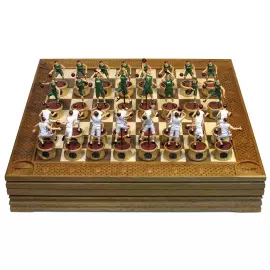 Collectible "Basketball - Unics" chess set on an oak board