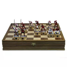 Collectible chess set "Hockey - Avangard" on an oak board