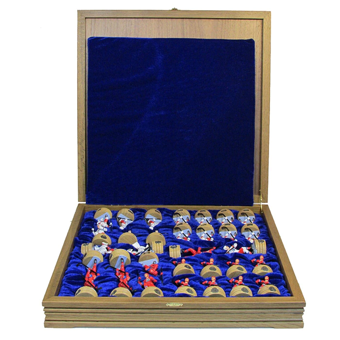 Collectible Hockey - Locomotive chess set on an oak board