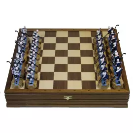Collectible chess set "Hockey - Metallurgist" on an oak board