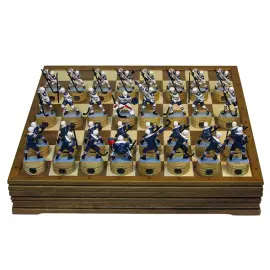 Collectible chess set "Hockey - Metallurgist" on an oak board