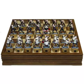 Collectible chess set "Hockey - Metallurgist" on an oak board