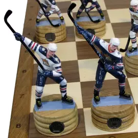 Collectible chess set "Hockey - Metallurgist" on an oak board