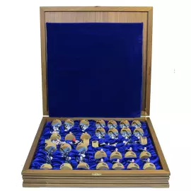 Collectible chess set "Hockey - Metallurgist" on an oak board