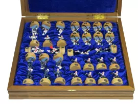 Collectible chess set "Hockey - Metallurgist" on an oak board