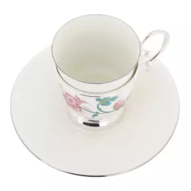 Чайная пара из серебра и фарфора "Бабочка" синяя