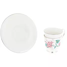 Чайная пара из серебра и фарфора "Бабочка" синяя